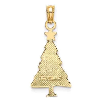 10K Yellow Gold Green Enamel Christmas Tree Charm – view 5