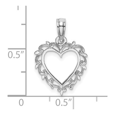 10K White Gold Heart Charm – view 4