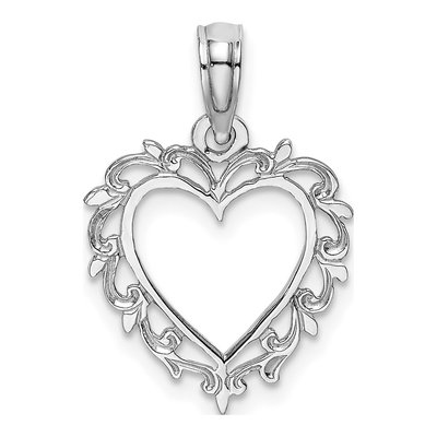 10K White Gold Heart Charm