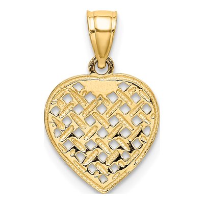 10K Yellow Gold Woven Heart Pendant – view 5