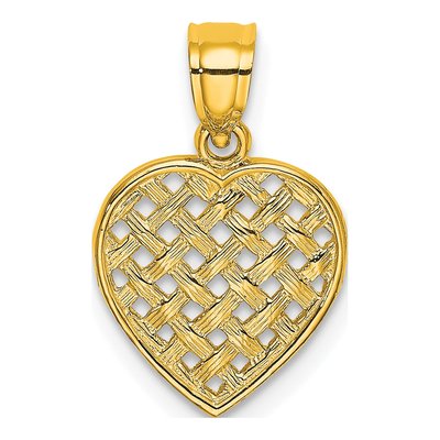 10K Yellow Gold Woven Heart Pendant