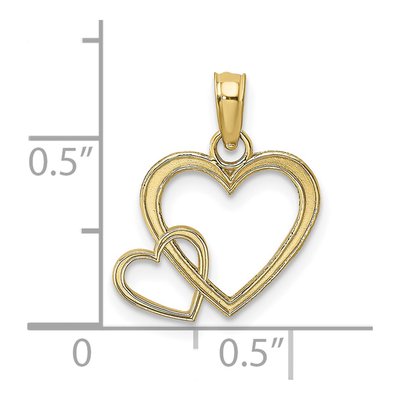 10K Yellow Gold Two Hearts Intertwined Charm – view 3