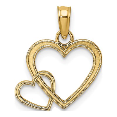 10K Yellow Gold Two Hearts Intertwined Charm