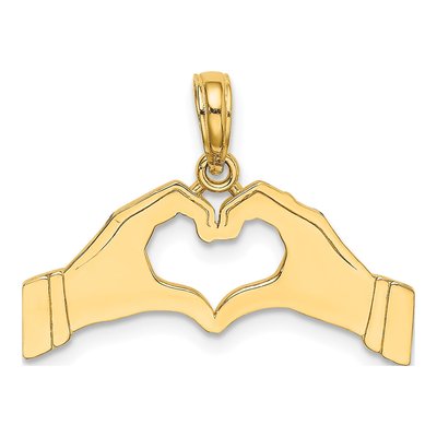 10K Yellow Gold Hands Forming Heart Charm