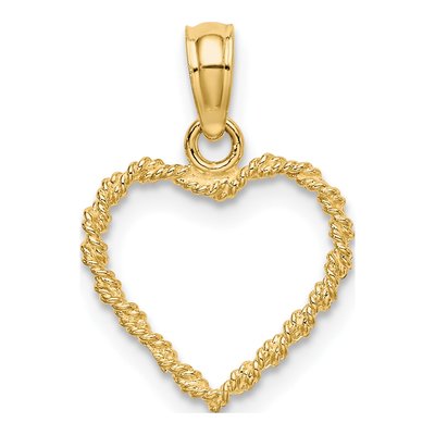10K Yellow Gold 3D Rope Heart Pendant – view 5