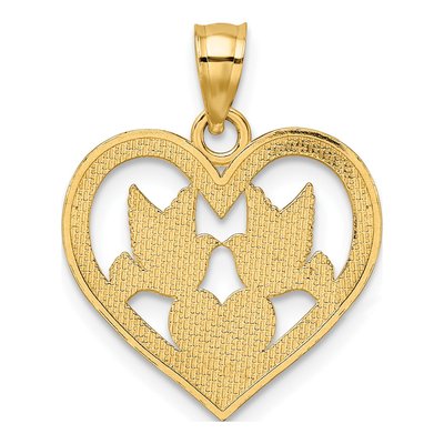 10K Yellow Gold Doves Heart Pendant – view 4