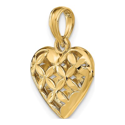 10K Yellow Gold Diamond-Cut Puffed Heart Charm – view 6