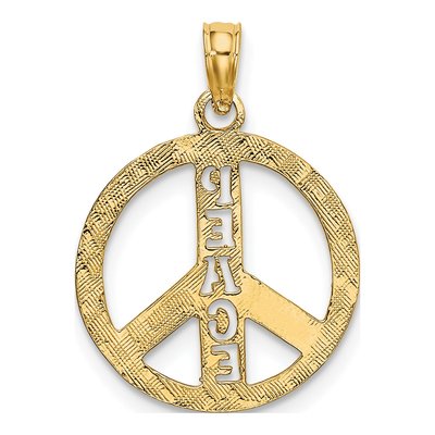 10K Yellow Gold Peace Sign Pendant – view 5