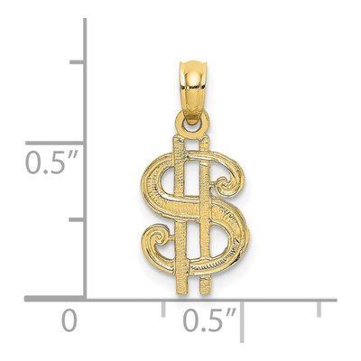 10K Yellow Gold Dollar Sign Pendant – view 4