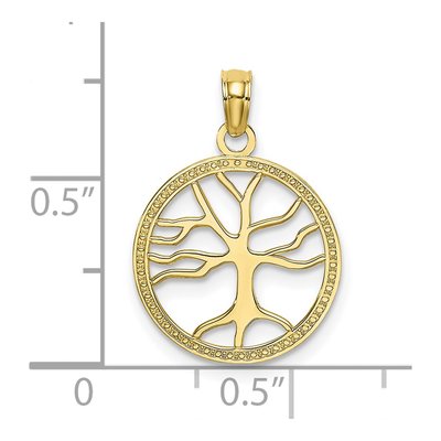 10K Yellow Gold Tree of Life Round Frame Charm – view 4