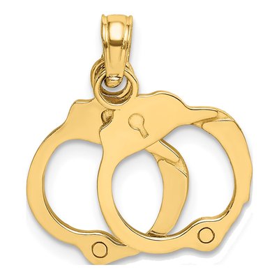 10K Yellow Gold Moveable Handcuffs Charm