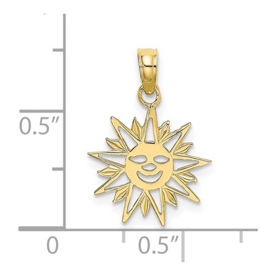 10K Yellow Gold Smiling Sun Pendant – view 4