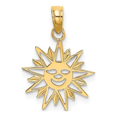 10K Yellow Gold Smiling Sun Pendant