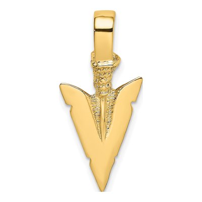 10K Yellow Gold 3D Arrowhead Pendant