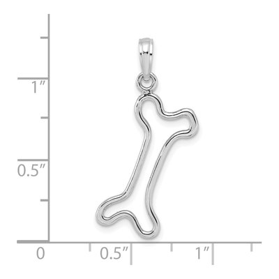 10K White Gold Dog Bone Pendant – view 3