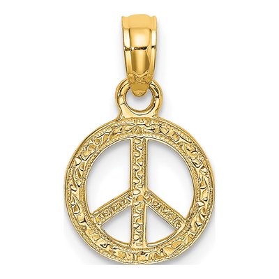 10K Yellow Gold Mini Peace Sign Charm