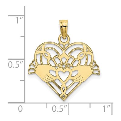 10K Yellow Gold Claddagh Heart Pendant – view 4