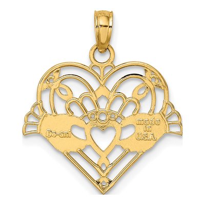10K Yellow Gold Claddagh Heart Pendant – view 5
