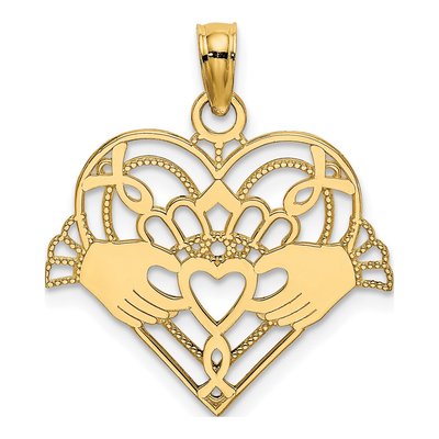 10K Yellow Gold Claddagh Heart Pendant