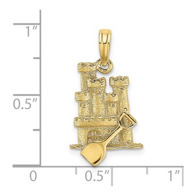 10K Yellow Gold 3D Sand Castle Charm – view 4