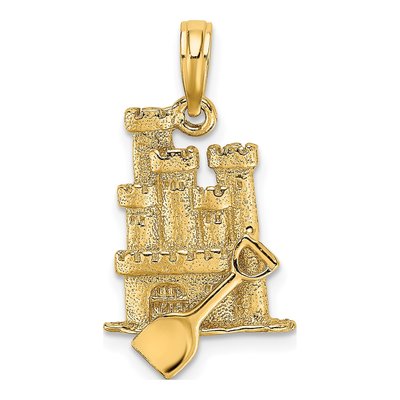 10K Yellow Gold 3D Sand Castle Charm
