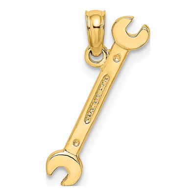 10K Yellow Gold 3D Wrench Pendant