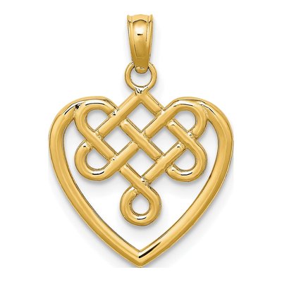 10K Yellow Gold Small Celtic Knot Heart Charm