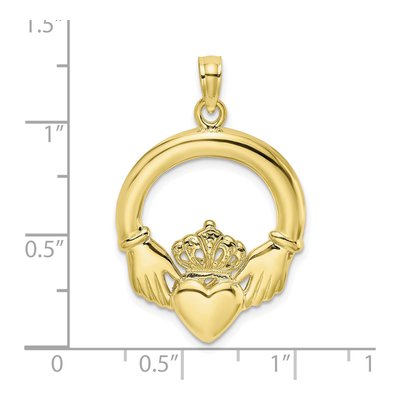 10K Yellow Gold Large Claddagh Heart Charm – view 4