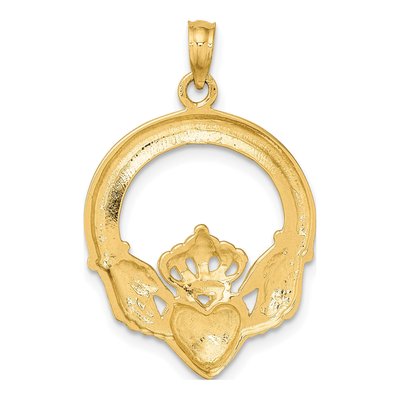 10K Yellow Gold Large Claddagh Heart Charm – view 5