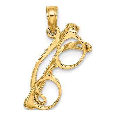10K Yellow Gold 3D Eyeglasses Charm