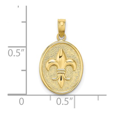 10K Yellow Gold Fleur de Lis Oval Disc Charm – view 4