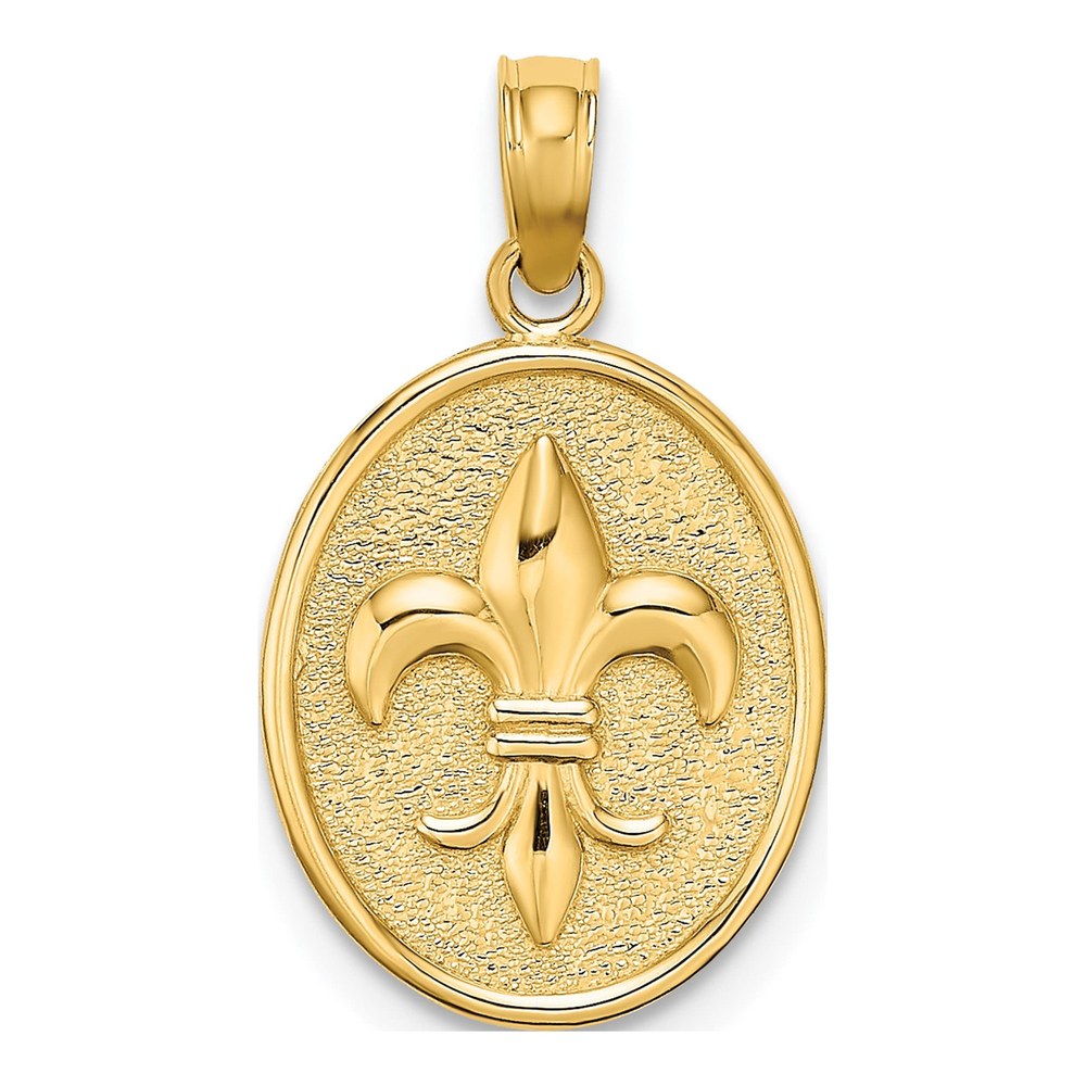 10K Yellow Gold Fleur de Lis Oval Disc Charm