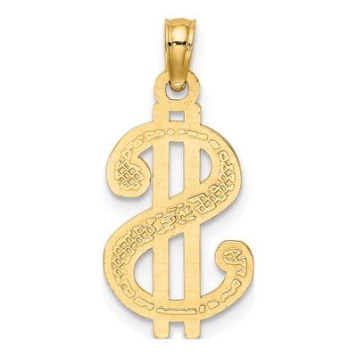 10K Yellow Gold Textured Dollar Sign Charm – view 5