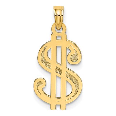 10K Yellow Gold Textured Dollar Sign Charm