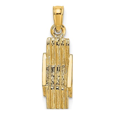 10K Yellow Gold 3D Beach Chair Pendant