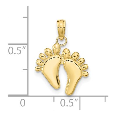 10K Yellow Gold Double Feet Pendant – view 4