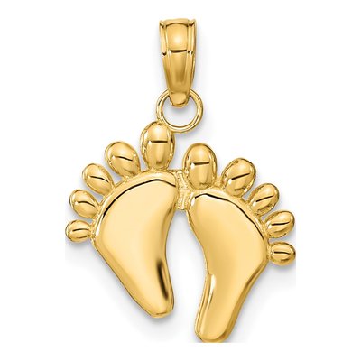 10K Yellow Gold Double Feet Pendant