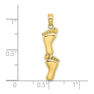 10K Yellow Gold Double Feet Pendant – view 4