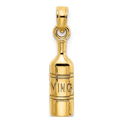 10K Yellow Gold Wine Bottle Pendant