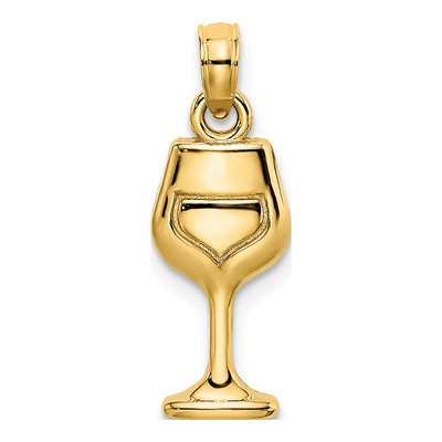 10K Yellow Gold Wine Glass Pendant