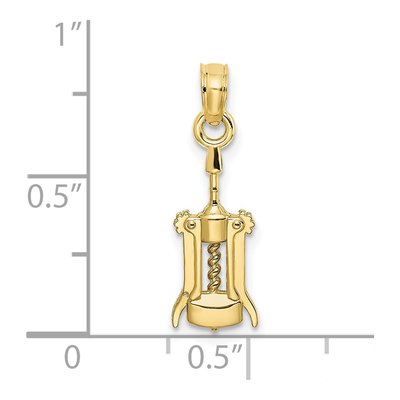 10K Yellow Gold Wine Opener Pendant – view 4