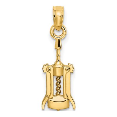 10K Yellow Gold Wine Opener Pendant