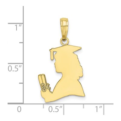 10K Yellow Gold Graduation Girl Pendant – view 6