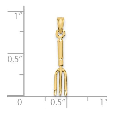 10K Yellow Gold 3-D Fork Garden Tool Charm – view 4