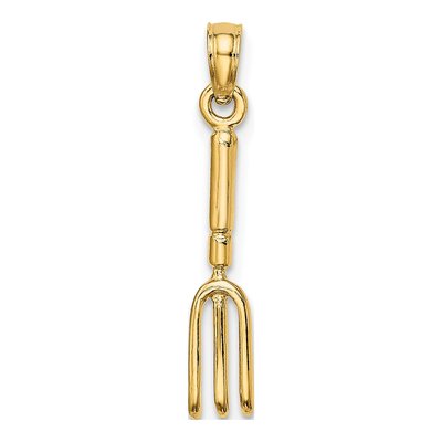 10K Yellow Gold 3-D Fork Garden Tool Charm – view 5