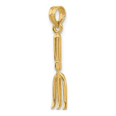 10K Yellow Gold 3-D Fork Garden Tool Charm – view 6