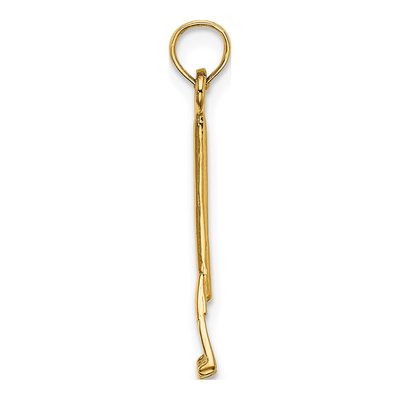 10K Yellow Gold 3D Leaf Rake Garden Charm – view 3