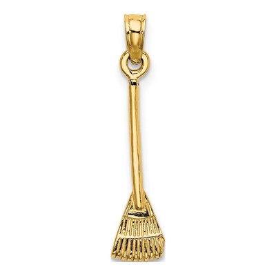 10K Yellow Gold 3D Leaf Rake Garden Charm – view 5