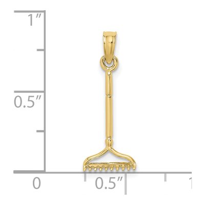 10K Yellow Gold 3D Garden Rake Pendant – view 4