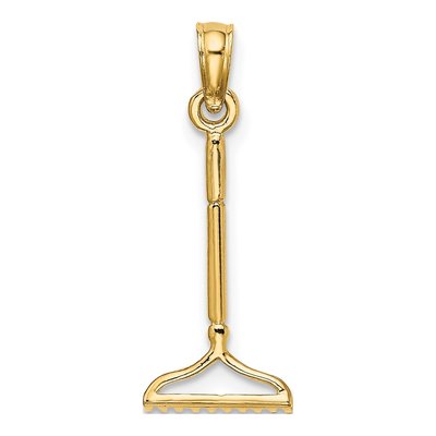10K Yellow Gold 3D Garden Rake Pendant – view 5